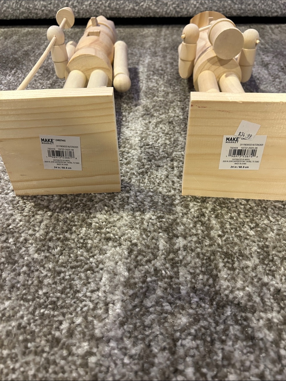 DIY Natural Wood Nutcracker Pair - Decorative Home Accent - Picture 3 of 3